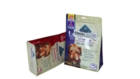 Aliments flexibles pour chiens et chats à fond plat/sac d'emballage à fermeture éclair pour aliments pour animaux de compagnie/sac à gousset latéral d'emballage d'aliments pour animaux de compagnie