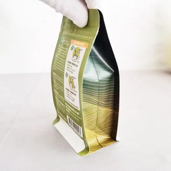 Emballage de thé de sac biodégradable imprimé personnalisé/sac de café/emballage de côtés de gousset à fond plat